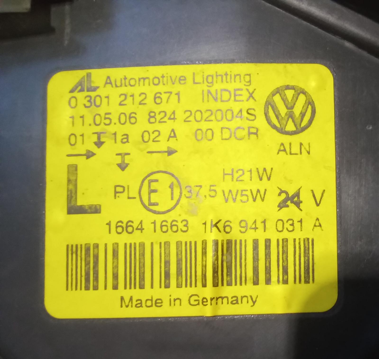 View Auto part Left Headlamp Volkswagen Golf 2007