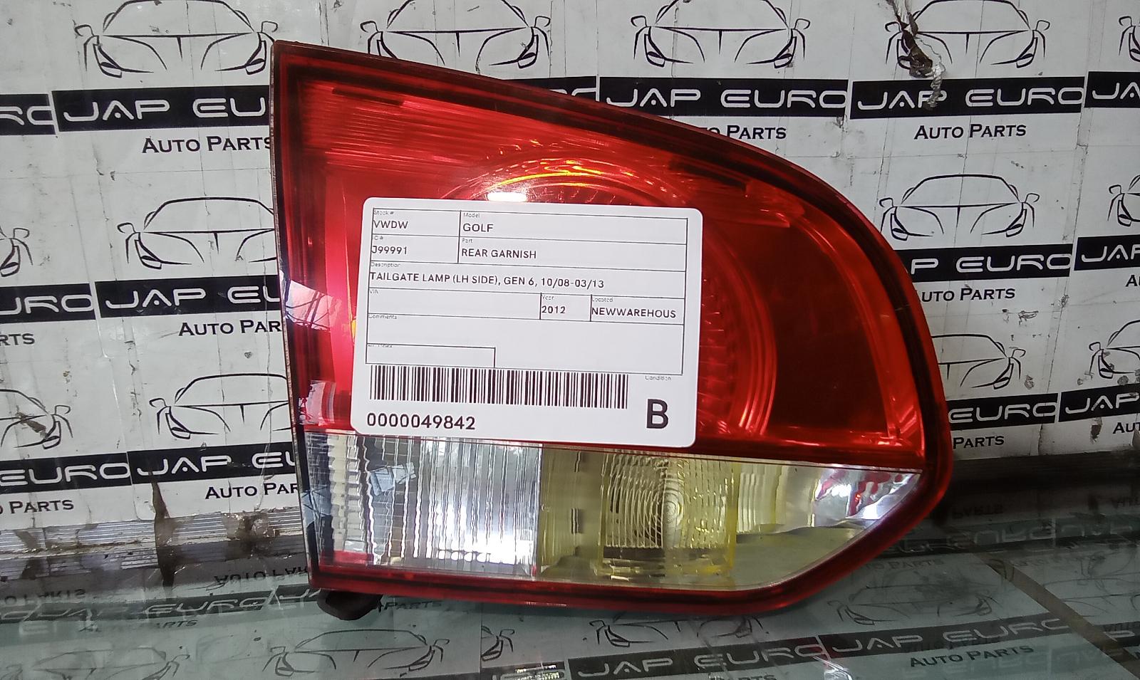 2012 Volkswagen Golf Rear Garnish View Auto part Rear Garnish Volkswagen Golf 2012